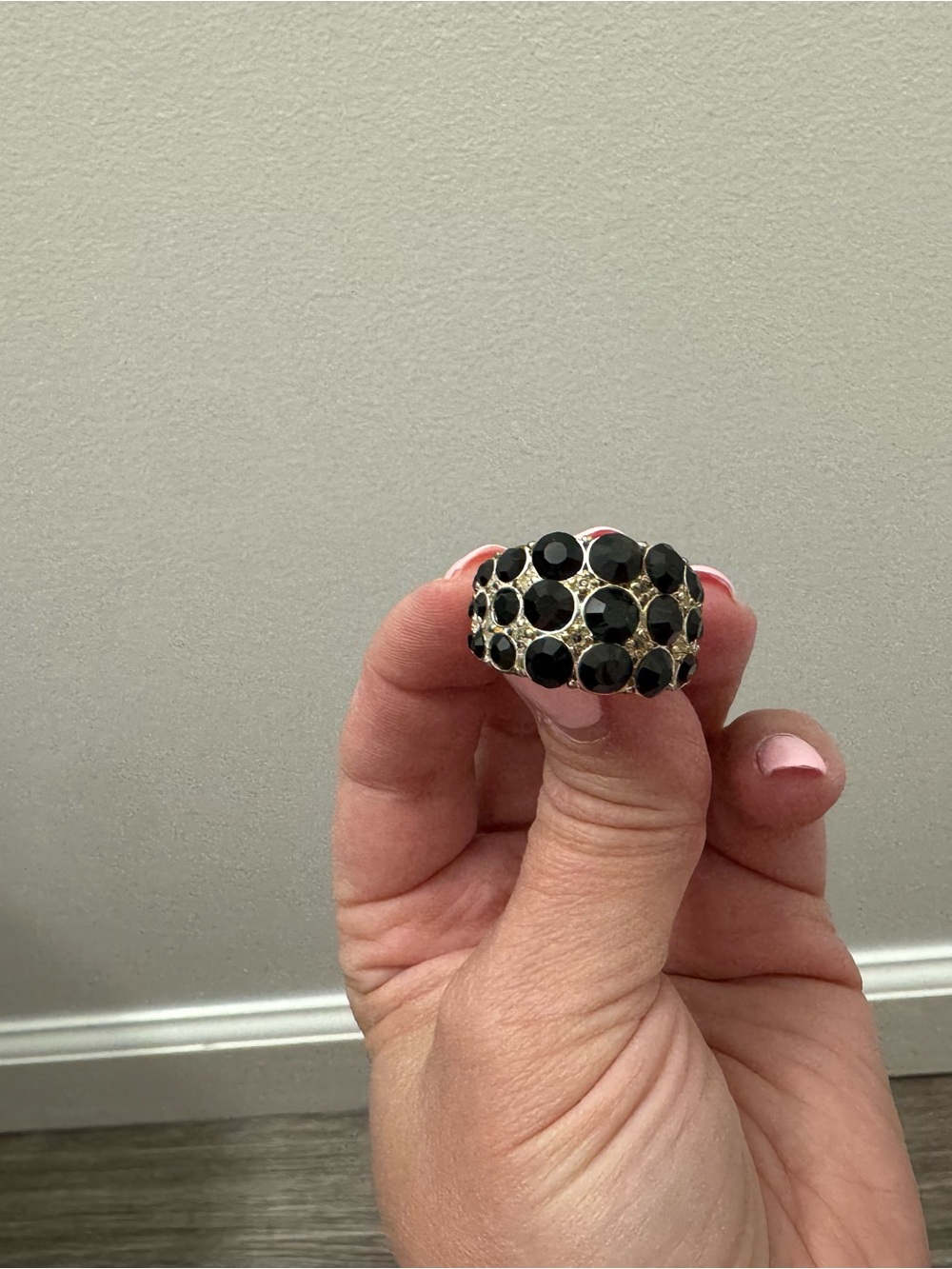 Black Crystal Dome Cocktail Ring - Fashion Jewelry